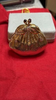 Judith Leiber Pill Trinket box Strawberry Fruit Swarovski Crystal Gold Vintage
