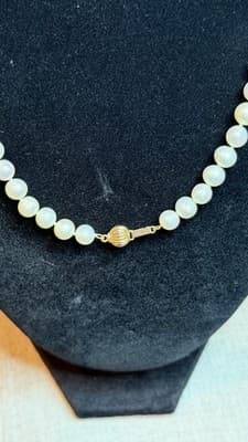 Genuine Pearl Necklace 61 Pearls 14K Gold Clasp 18” White Pearls - Thumbnail 10