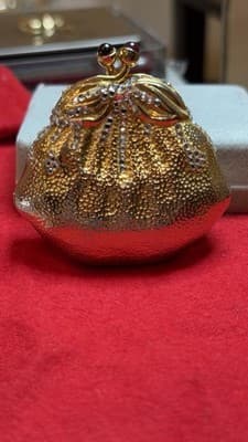 Judith Leiber Pill Trinket box Strawberry Fruit Swarovski Crystal Gold Vintage - Thumbnail 3