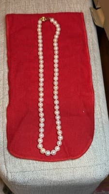 Genuine Pearl Necklace 61 Pearls 14K Gold Clasp 18” White Pearls - Thumbnail 13