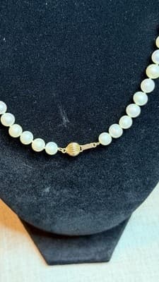 Genuine Pearl Necklace 61 Pearls 14K Gold Clasp 18” White Pearls - Thumbnail 11