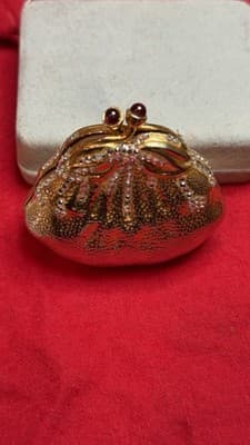 Judith Leiber Pill Trinket box Strawberry Fruit Swarovski Crystal Gold Vintage - Thumbnail 4