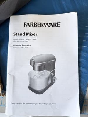 Vtg Farberware Stand Mixer Model 391 w/ Steel Bowl Beater Whip Manual -READ DESC - Thumbnail 2