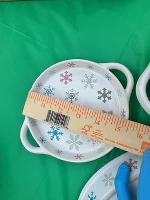 Temp-tations Snowflake 6pc Set 2 Bowls w/ Saucers & 2 Oval Platters Christmas - Thumbnail 6