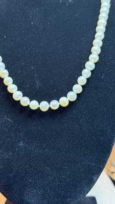Genuine Pearl Necklace 61 Pearls 14K Gold Clasp 18” White Pearls - Thumbnail 6