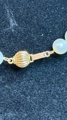 Genuine Pearl Necklace 61 Pearls 14K Gold Clasp 18” White Pearls - Thumbnail 9