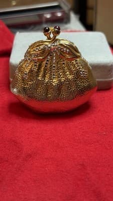 Judith Leiber Pill Trinket box Strawberry Fruit Swarovski Crystal Gold Vintage - Thumbnail 2