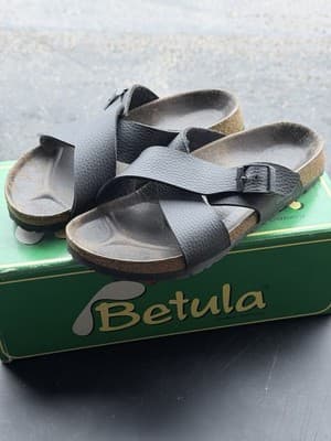 Betula by Birkenstock Black Leather Sandals Size 36 EU Made in Germany
