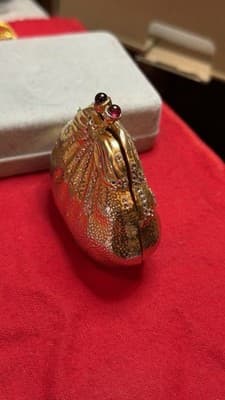 Judith Leiber Pill Trinket box Strawberry Fruit Swarovski Crystal Gold Vintage - Thumbnail 6