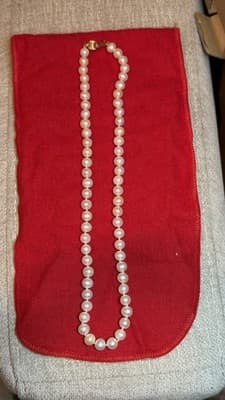 Genuine Pearl Necklace 61 Pearls 14K Gold Clasp 18” White Pearls - Thumbnail 14