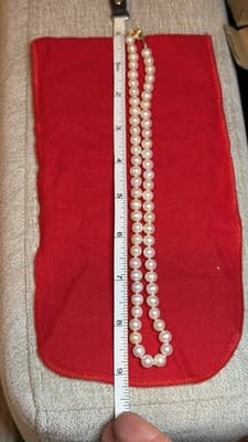 Genuine Pearl Necklace 61 Pearls 14K Gold Clasp 18” White Pearls - Thumbnail 15