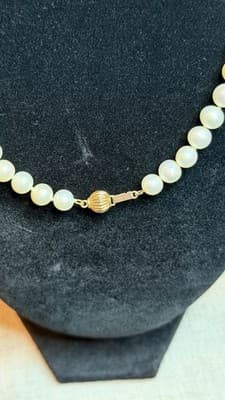 Genuine Pearl Necklace 61 Pearls 14K Gold Clasp 18” White Pearls - Thumbnail 12