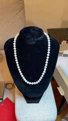 Genuine Pearl Necklace 61 Pearls 14K Gold Clasp 18” White Pearls - Thumbnail 3