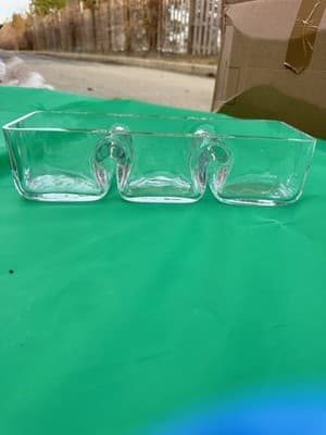 Glass Divided Serving Dish 3 Section Relish Tray Clear Appetizer Candy Tray - Thumbnail 7