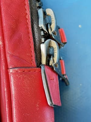 Coach Signature Red Leather Trim Crossbody Messenger Bag - Thumbnail 5