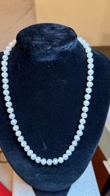 Genuine Pearl Necklace 61 Pearls 14K Gold Clasp 18” White Pearls - Thumbnail 4