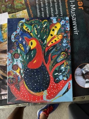 Dada Alumidé Original Abstract Bird Painting Signed 2018