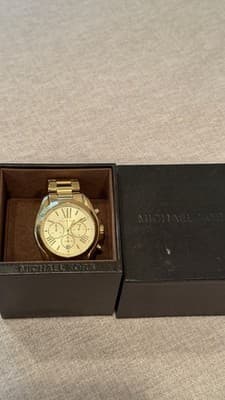 Michael Kors MK5605 Gold Chronograph Watch Roman Dial w/ Box Needs Battery - Thumbnail 2