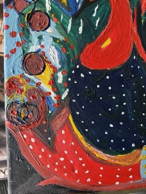 Dada Alumidé Original Abstract Bird Painting Signed 2018 - Thumbnail 3