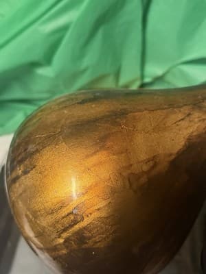 Vintage Gold Glazed Ceramic Vase | Art Pottery | Mid Century Style | Chip - Thumbnail 7