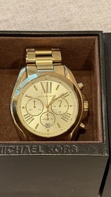 Michael Kors MK5605 Gold Chronograph Watch Roman Dial w/ Box Needs Battery - Thumbnail 3