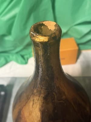 Vintage Gold Glazed Ceramic Vase | Art Pottery | Mid Century Style | Chip - Thumbnail 3