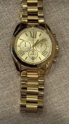 Michael Kors MK5605 Gold Chronograph Watch Roman Dial w/ Box Needs Battery - Thumbnail 4