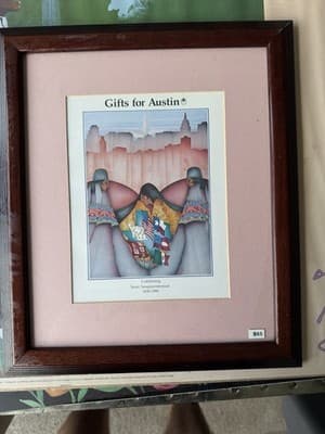 Framed “Gifts for Austin” Print 1986 Texas Sesquicentennial Art