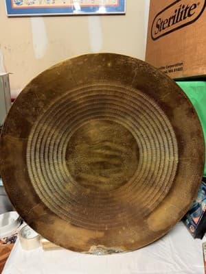 Crate & Barrel Metal Disc Wall Art, Large Decorative Wall Hanging – See Damage