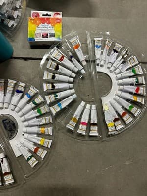 Huge Acrylic Paint Art Craft Bundle Canvas Brushes Palettes Stencil Supplies Lot - Thumbnail 4