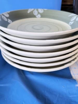 Villa Toscana Italy Hand Painted 8 Pc Pasta Bowl Set Olive Green Ceramic - Thumbnail 11