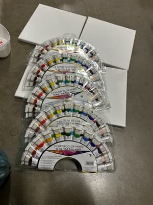 Huge Acrylic Paint Art Craft Bundle Canvas Brushes Palettes Stencil Supplies Lot - Thumbnail 15