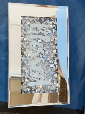 Blessed Mirrored Glass Jewelry Box Crystal Rhinestone Trinket Keepsake Box - Thumbnail 2