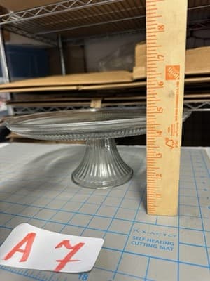 Vintage Clear Glass Pedestal Cake Stand Dessert Serving Plate 12” - Thumbnail 2
