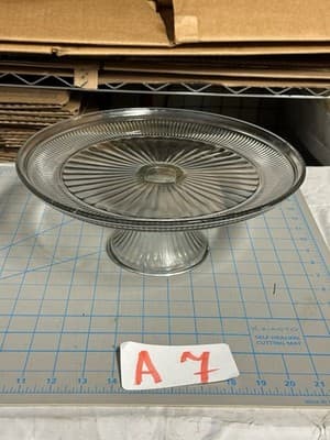 Vintage Clear Glass Pedestal Cake Stand Dessert Serving Plate 12”