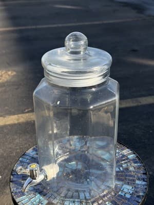 Glass Drink Beverage Dispenser Jar w/Spigot Lemonade Iced Tea