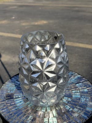 Geometric Clear Glass Vase | Textured Diamond Pattern | Modern Home Decor