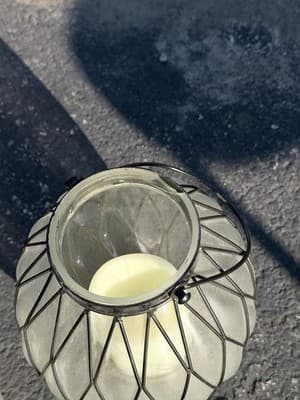Set of 3 Glass Metal Lanterns w/ Handles Candle Holders - Thumbnail 4