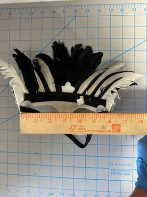 Black White Feather Venetian Masquerade Mask Sequin Costume Party Mardi Gras - Thumbnail 7