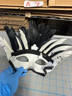 Black White Feather Venetian Masquerade Mask Sequin Costume Party Mardi Gras - Thumbnail 5