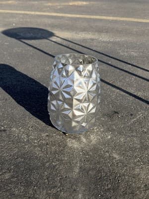 Geometric Clear Glass Vase | Textured Diamond Pattern | Modern Home Decor - Thumbnail 3