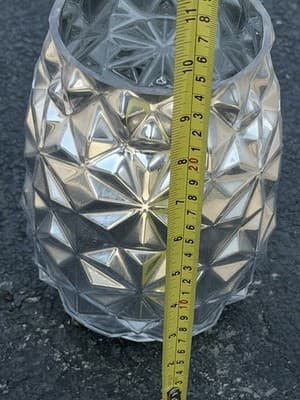 Geometric Clear Glass Vase | Textured Diamond Pattern | Modern Home Decor - Thumbnail 5