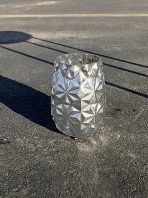 Geometric Clear Glass Vase | Textured Diamond Pattern | Modern Home Decor - Thumbnail 2