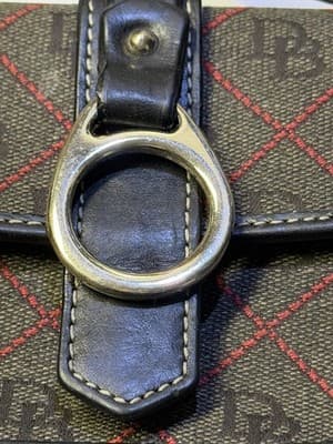 Dooney & bourke black canvas & leather D&B Logo Monogram lock pouch wallet - Thumbnail 3