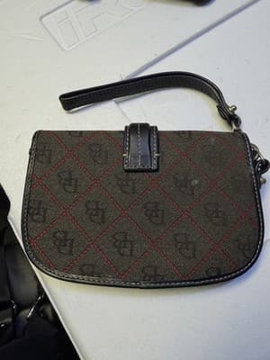 Dooney & bourke black canvas & leather D&B Logo Monogram lock pouch wallet - Thumbnail 6