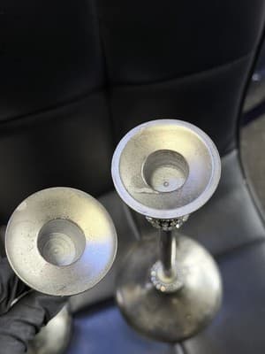 Set of 2 Silver Tone Candle Holders Rhinestone Accent 11” Tall Used - Thumbnail 7