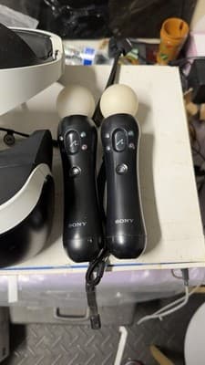 Sony PlayStation VR Headset + 2 Move Controllers Untested For Parts - Thumbnail 2