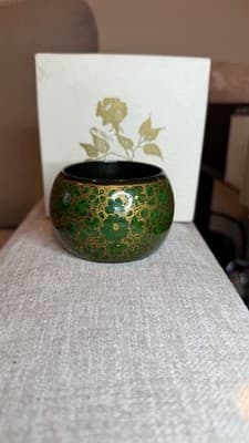 Vintage Green Gold Floral Bangle Bracelet Made in India