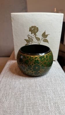 Vintage Green Gold Floral Bangle Bracelet Made in India - Thumbnail 2