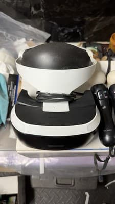 Sony PlayStation VR Headset + 2 Move Controllers Untested For Parts - Thumbnail 4